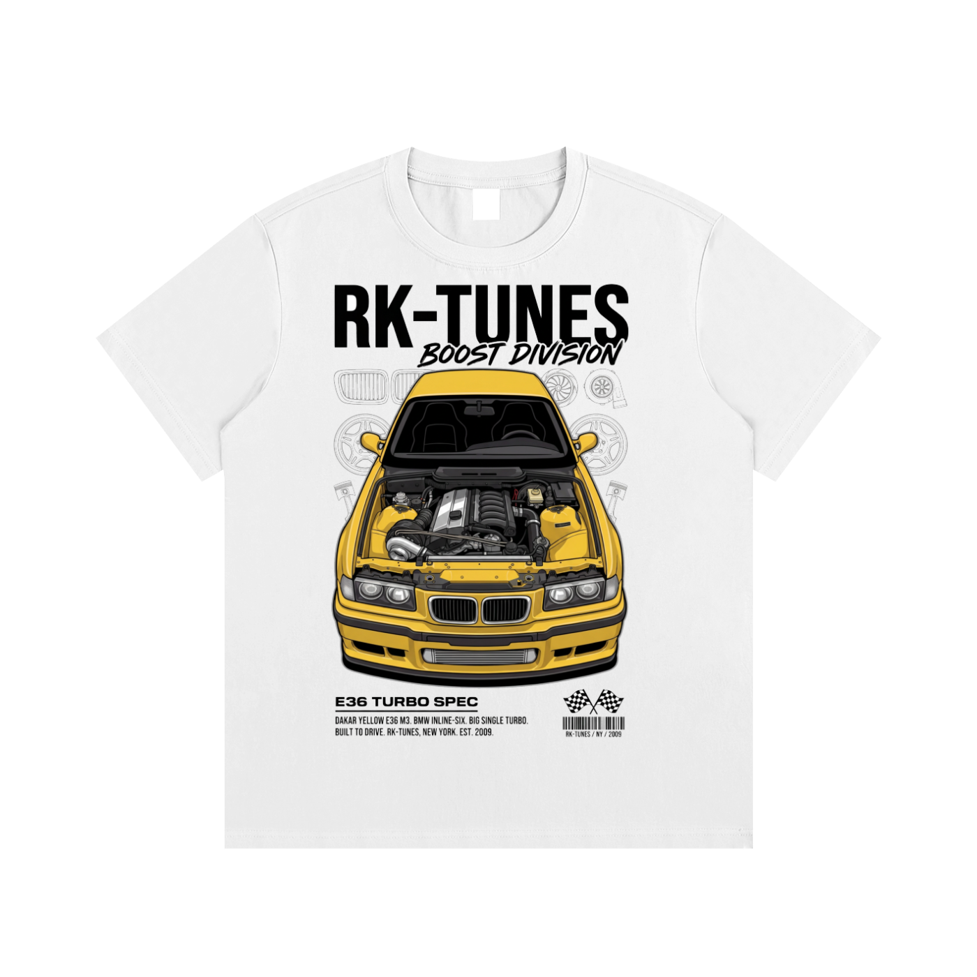 RK Tunes Yellow Turbo E36 Essential Tee